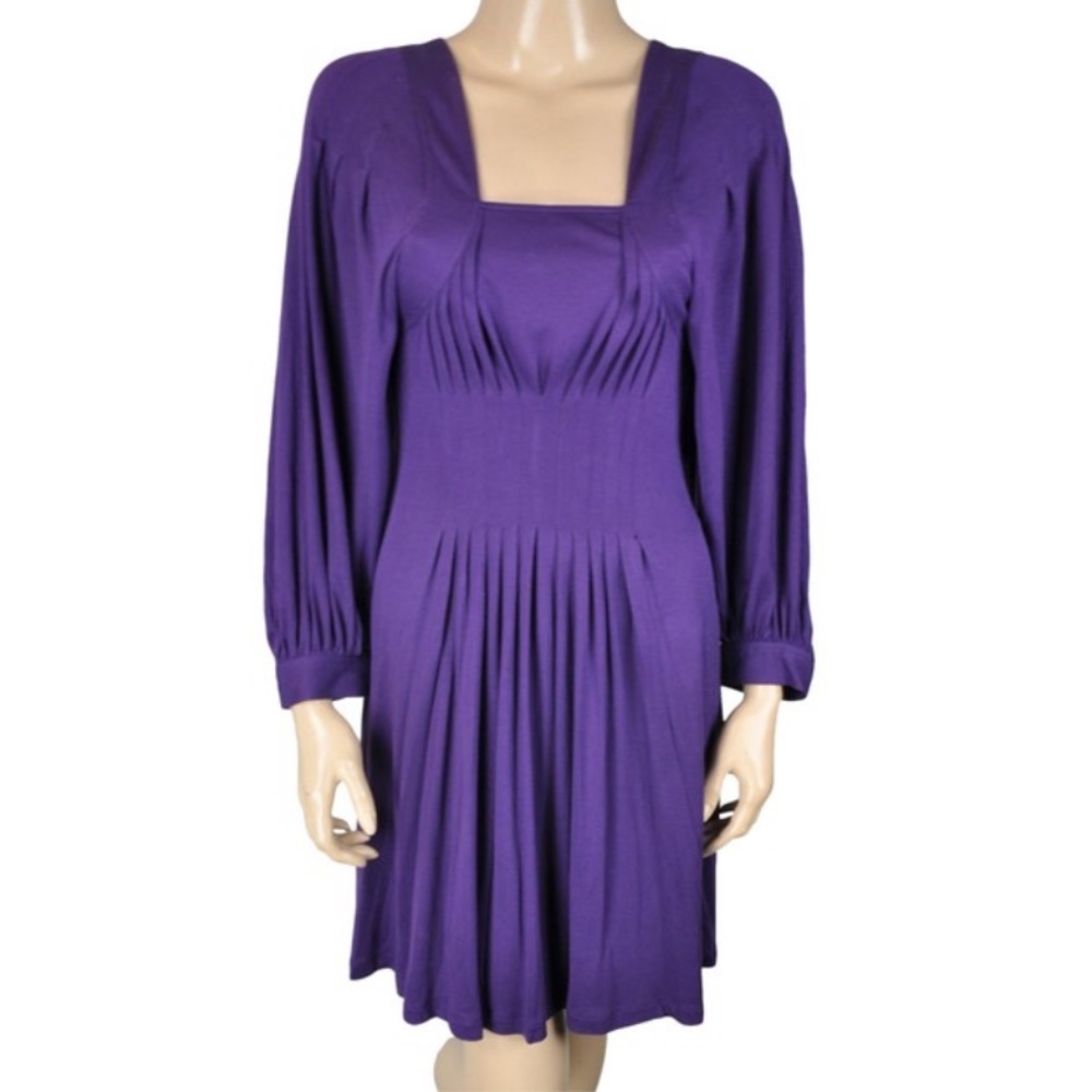 BCBGMAXAZRIA Purple Pleated Draped Dress